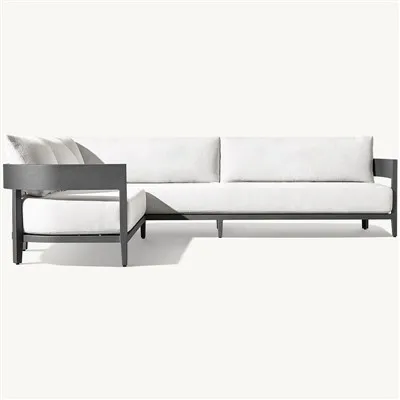 Sofá de canto externo com estrutura de metal